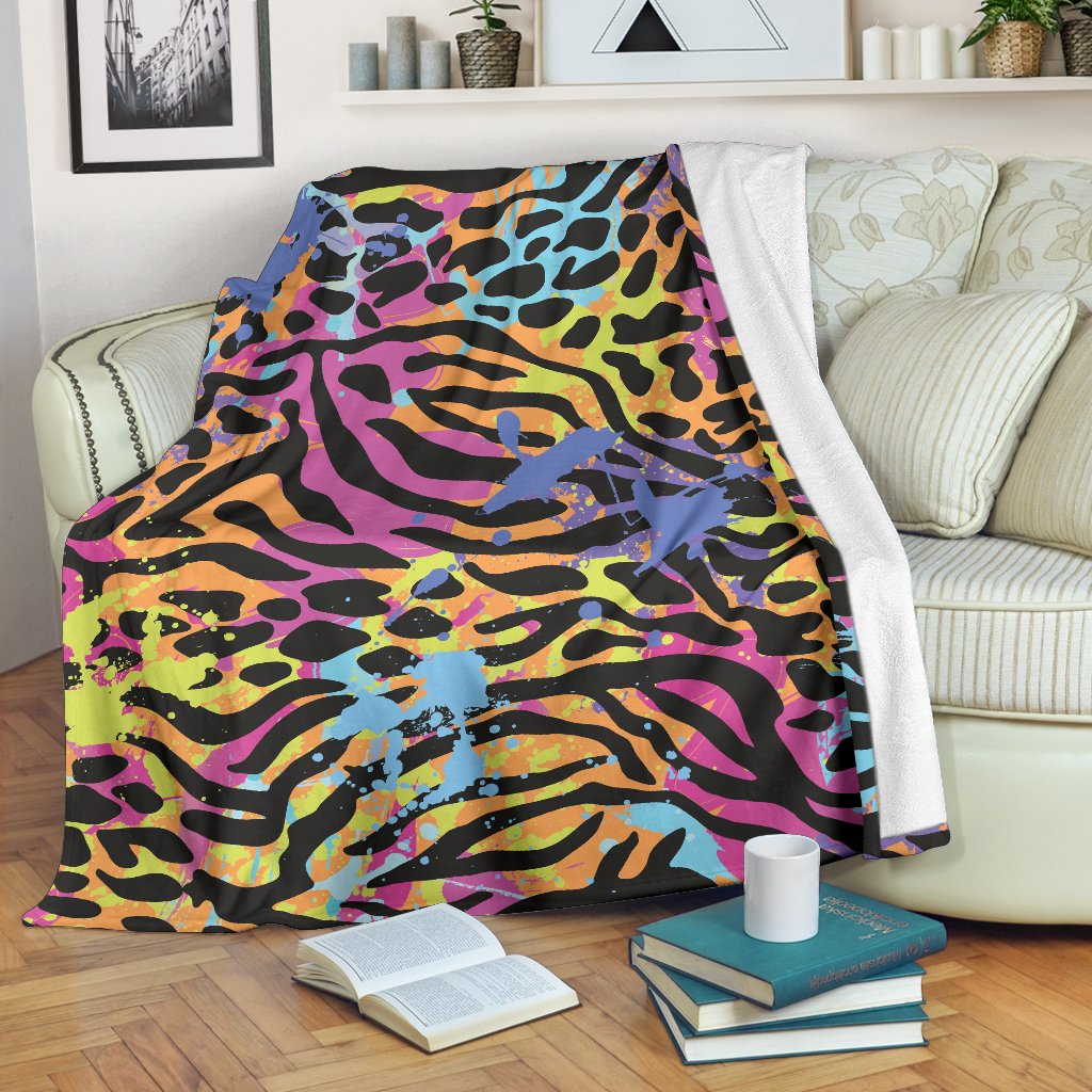 Colorful Zebra Leopard Pattern Print Blanket