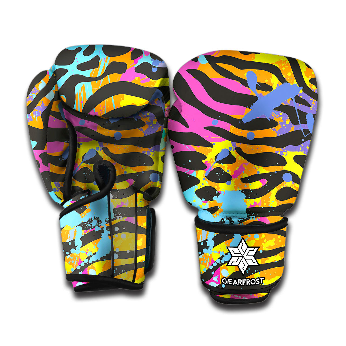 Colorful Zebra Leopard Pattern Print Boxing Gloves