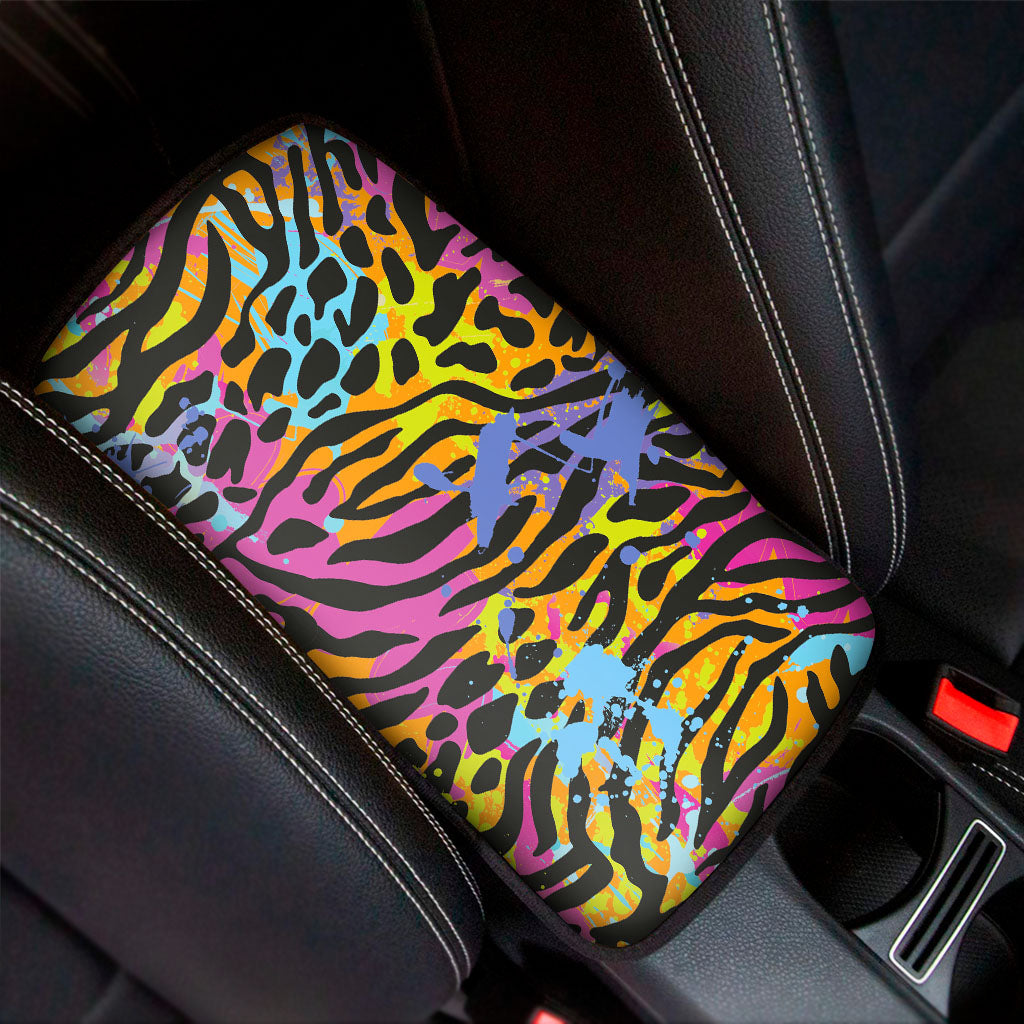 Colorful Zebra Leopard Pattern Print Car Center Console Cover