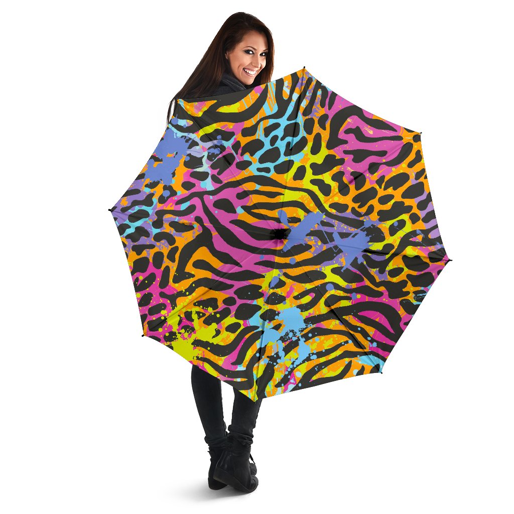 Colorful Zebra Leopard Pattern Print Foldable Umbrella