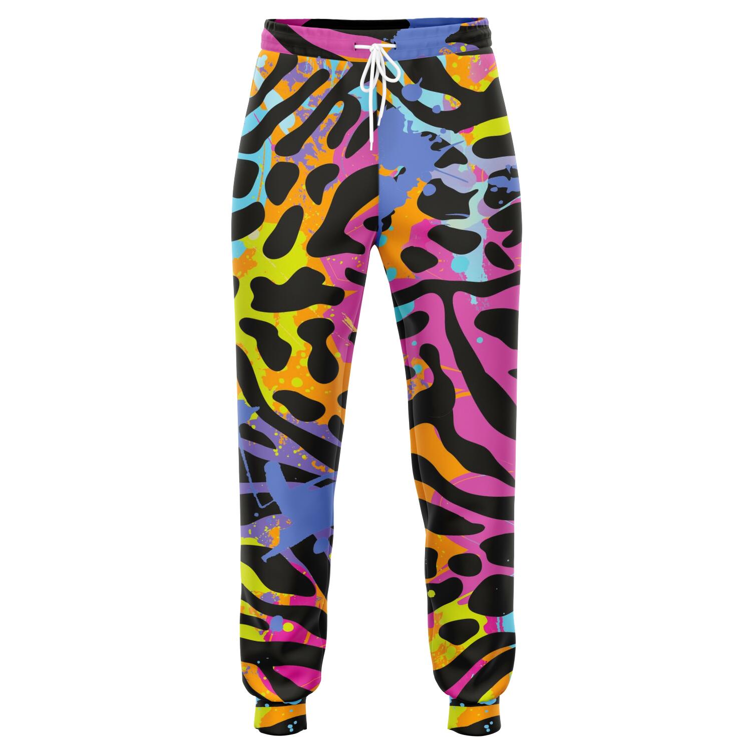 Colorful Zebra Leopard Pattern Print Jogger Pants