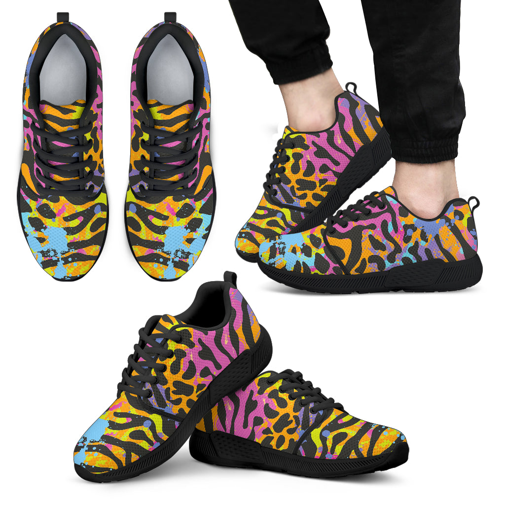 Colorful Zebra Leopard Pattern Print Men's Athletic Shoes