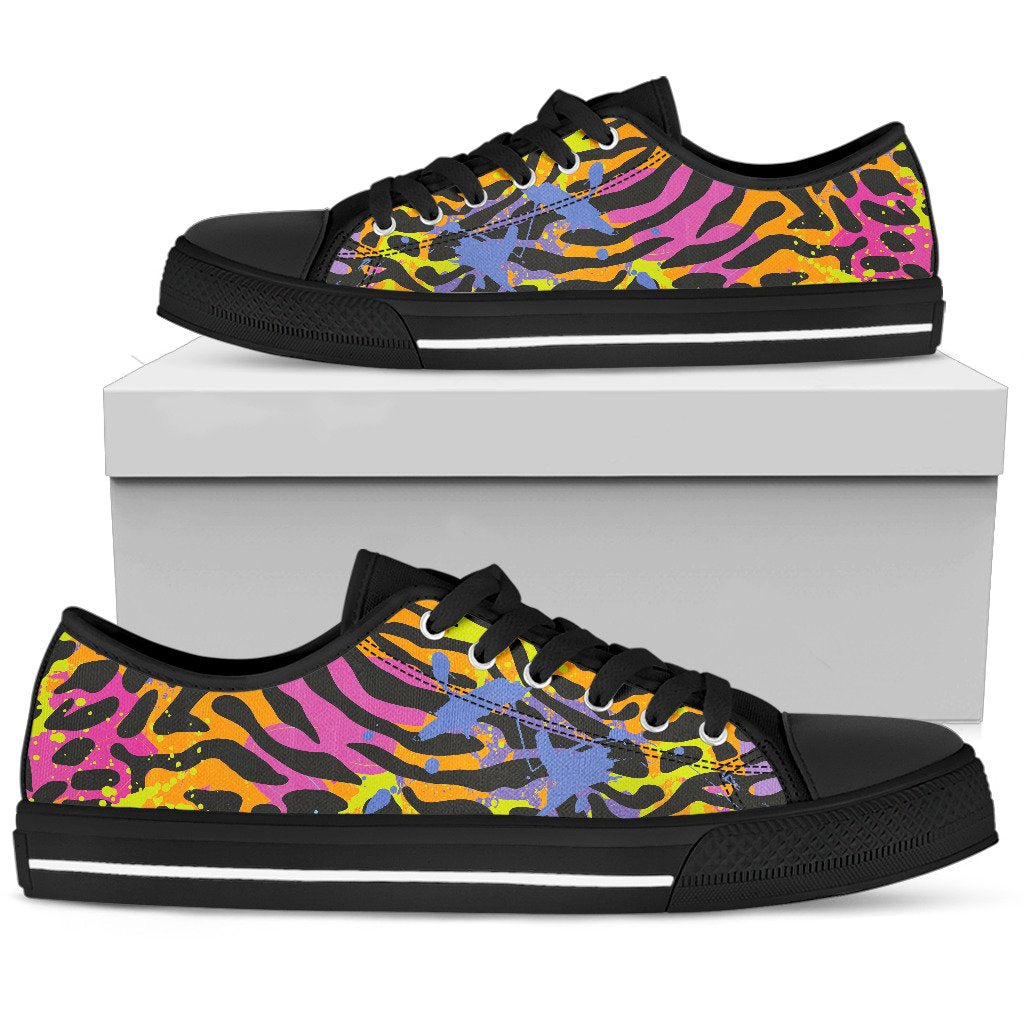 Colorful Zebra Leopard Pattern Print Men's Low Top Shoes