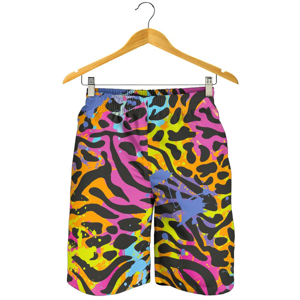 Colorful Zebra Leopard Pattern Print Men's Shorts