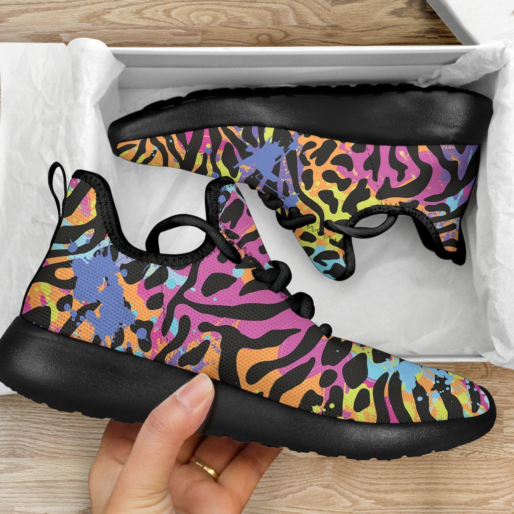 Colorful Zebra Leopard Pattern Print Mesh Knit Shoes