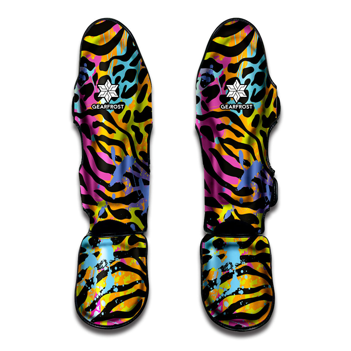 Colorful Zebra Leopard Pattern Print Muay Thai Shin Guards