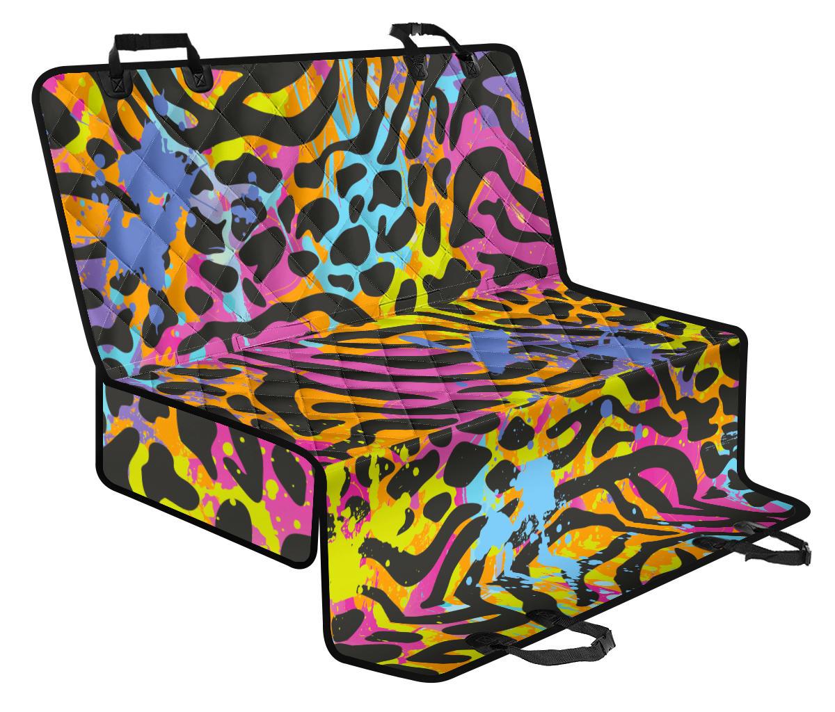 Colorful Zebra Leopard Pattern Print Pet Car Back Seat Cover