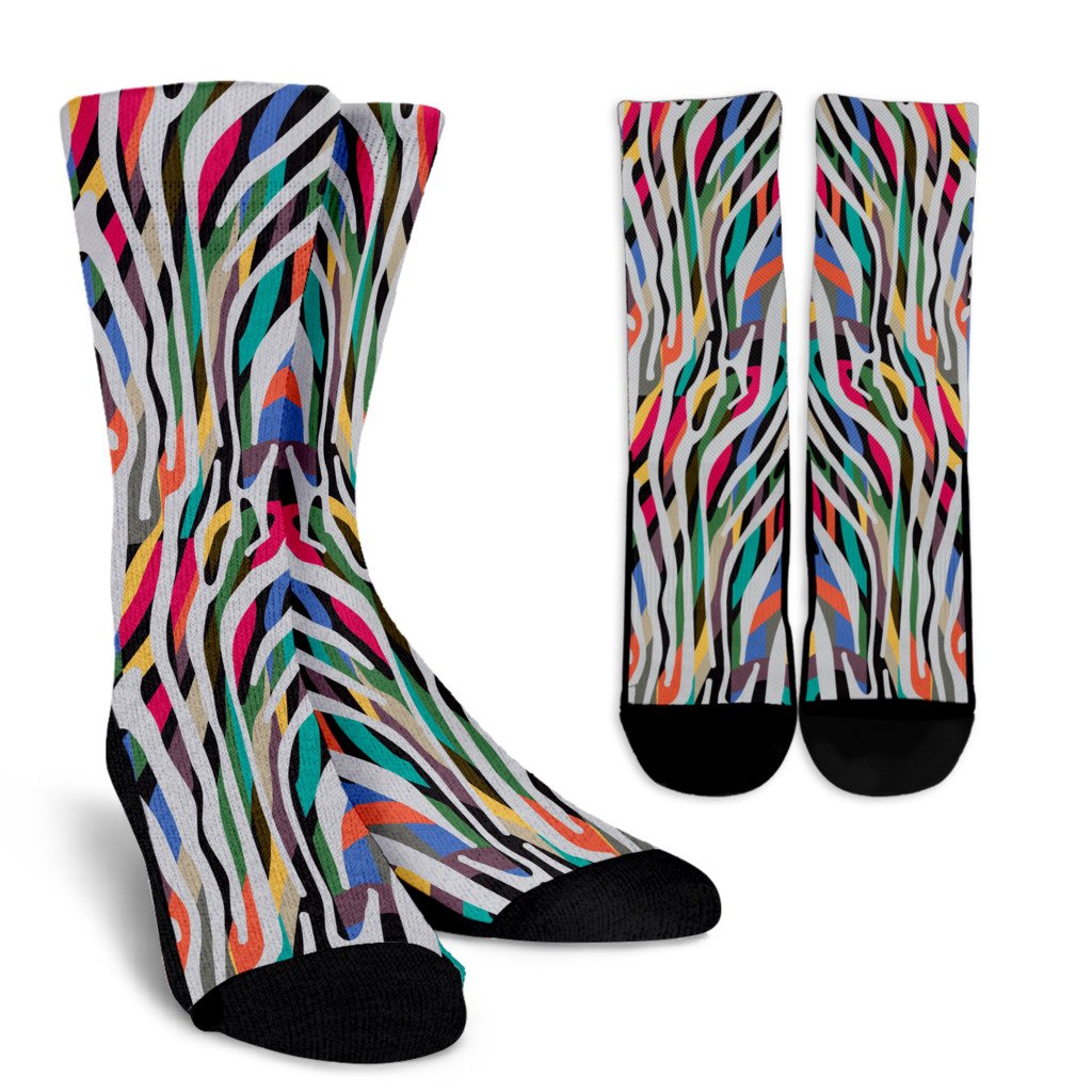 Colorful Zebra Pattern Print Crew Socks