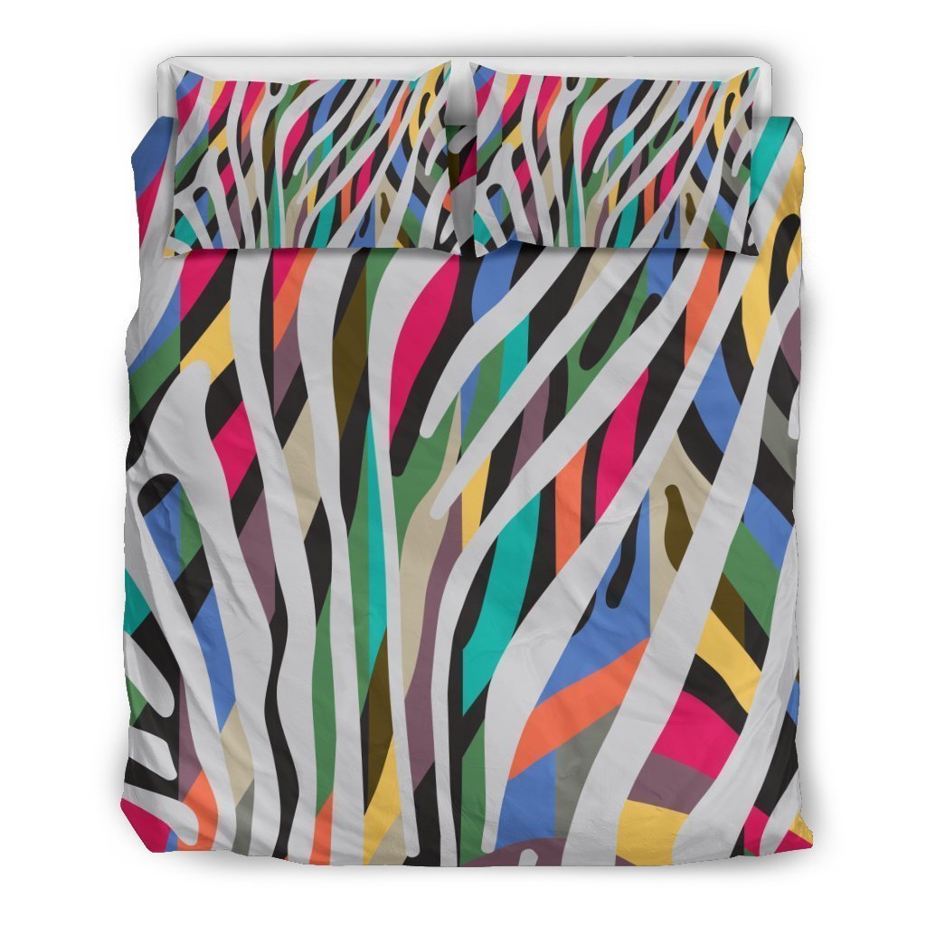 Colorful Zebra Pattern Print Duvet Cover Bedding Set