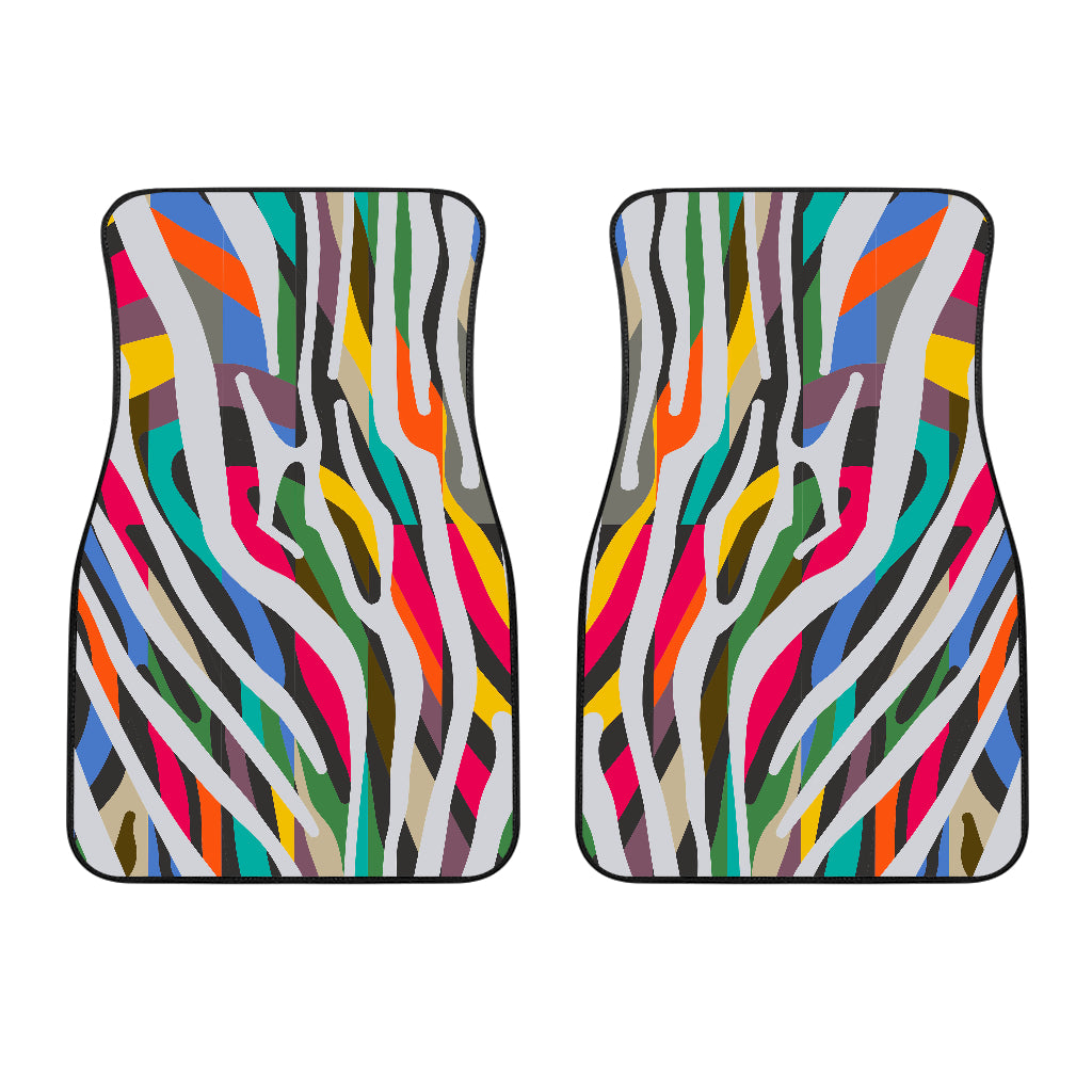 Colorful Zebra Pattern Print Front Car Floor Mats