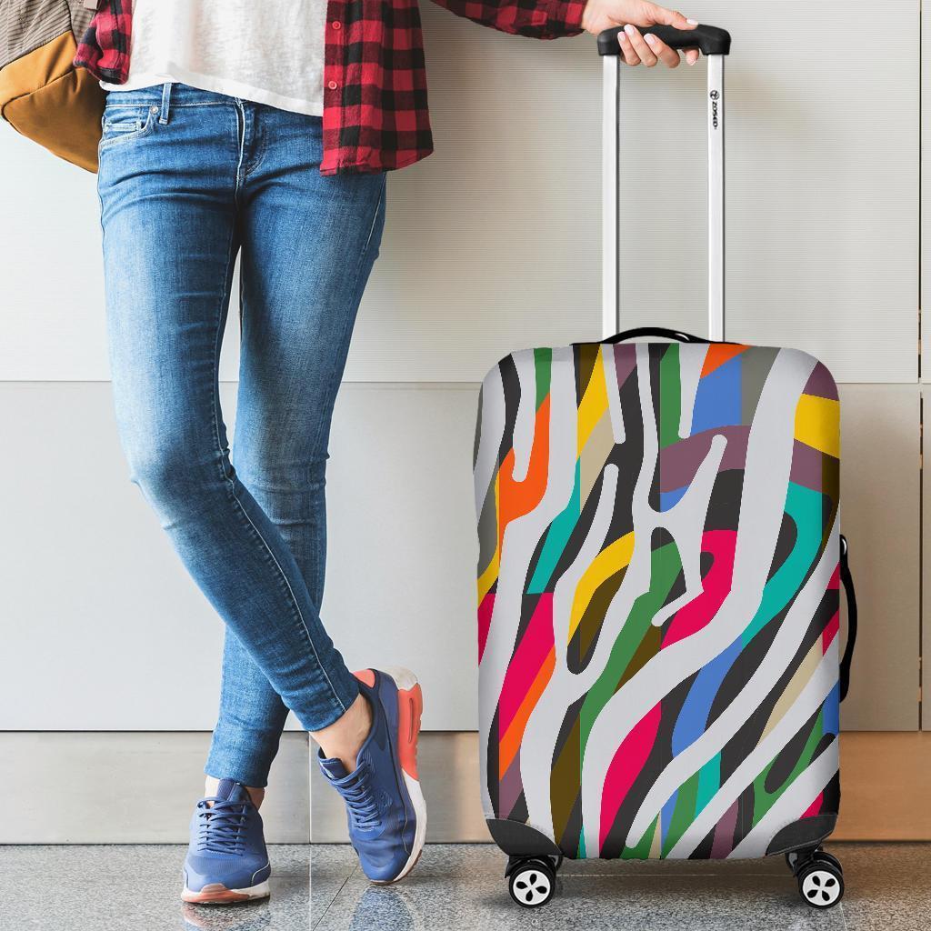 Colorful Zebra Pattern Print Luggage Cover