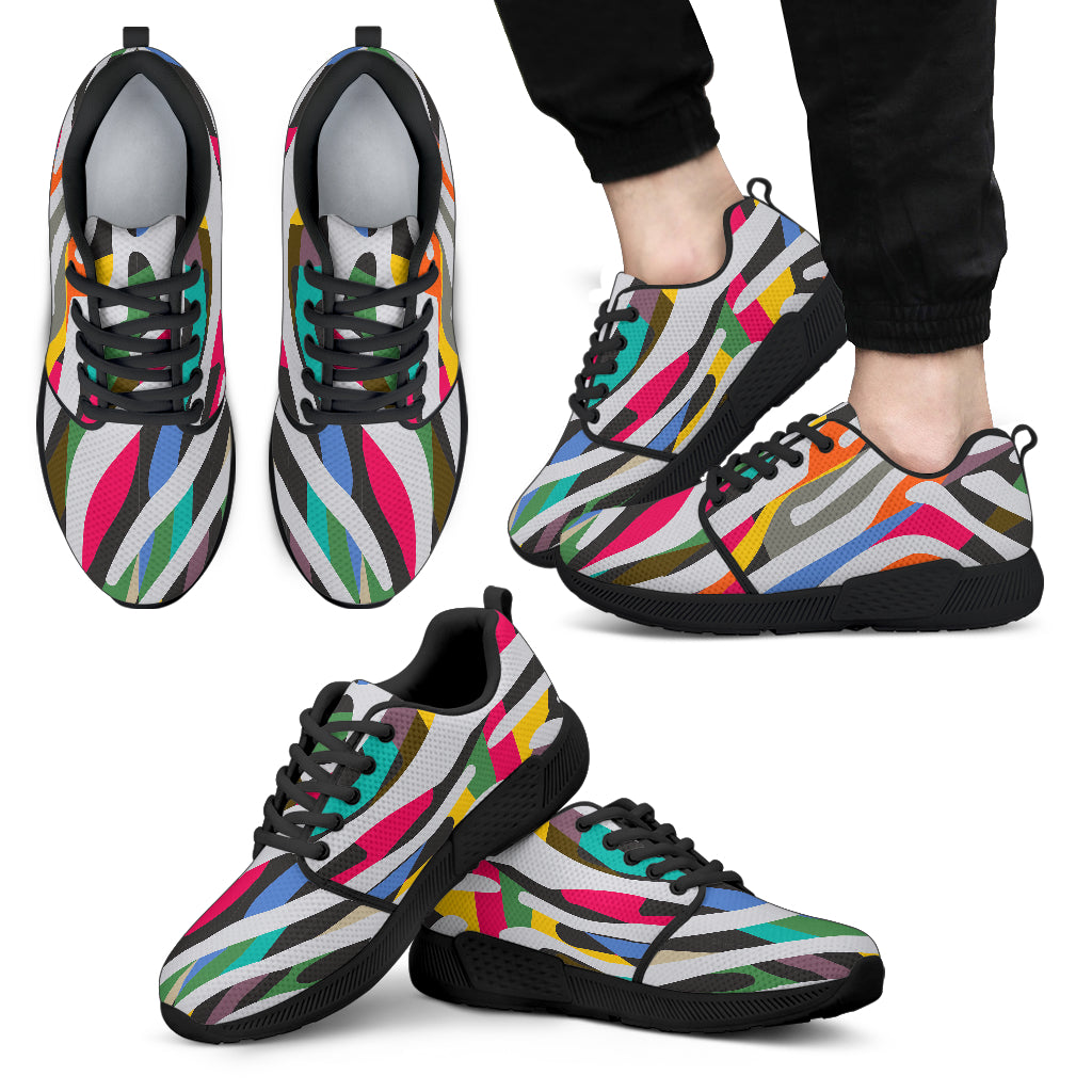 Colorful Zebra Pattern Print Men's Athletic Shoes