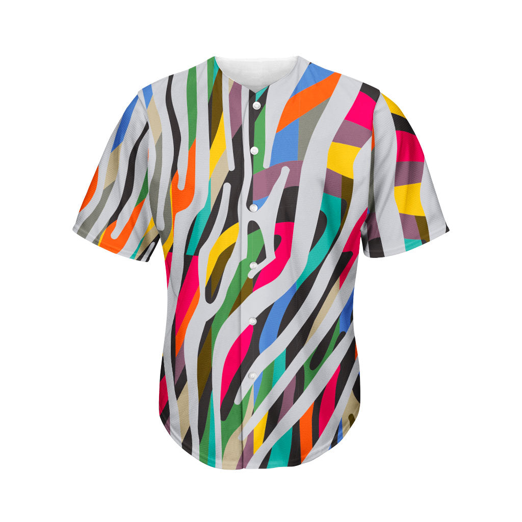 Colorful Zebra Pattern Print Men's Baseball Jersey