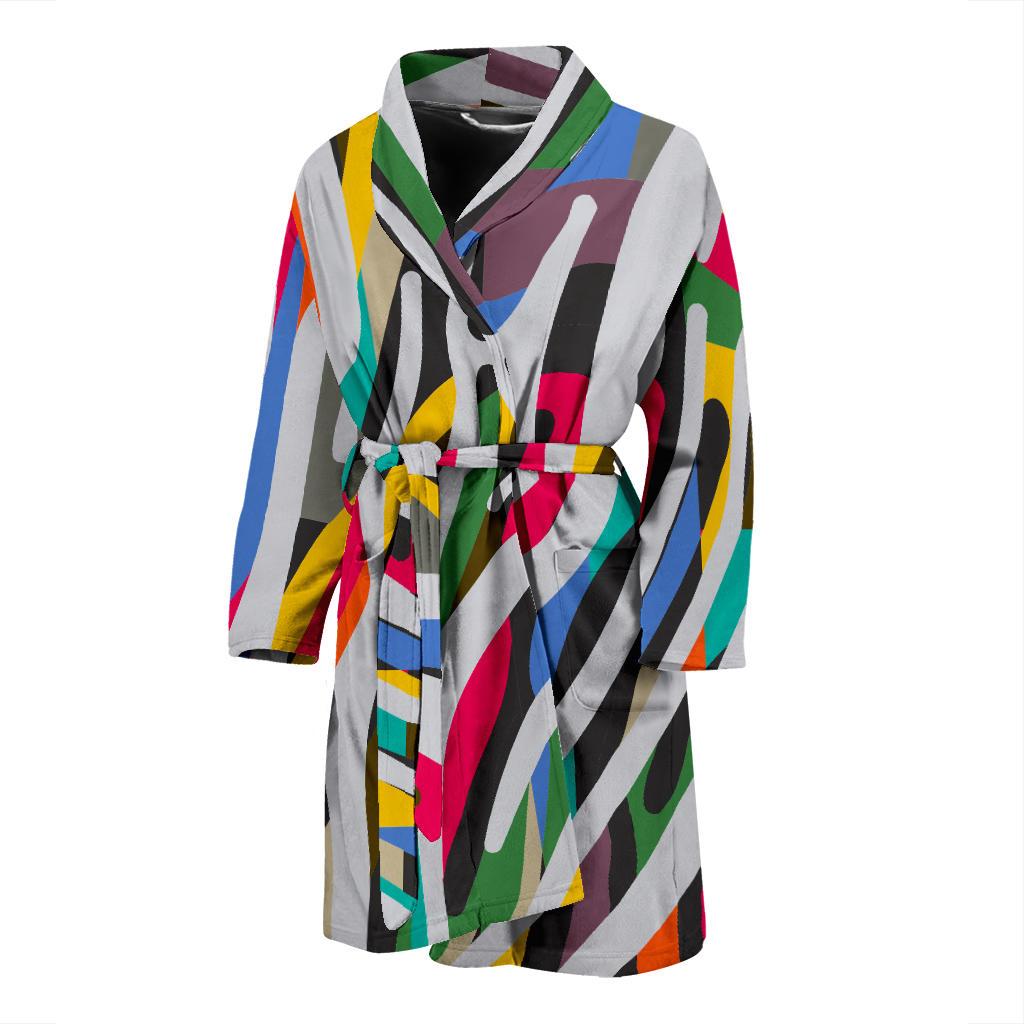 Colorful Zebra Pattern Print Men's Bathrobe