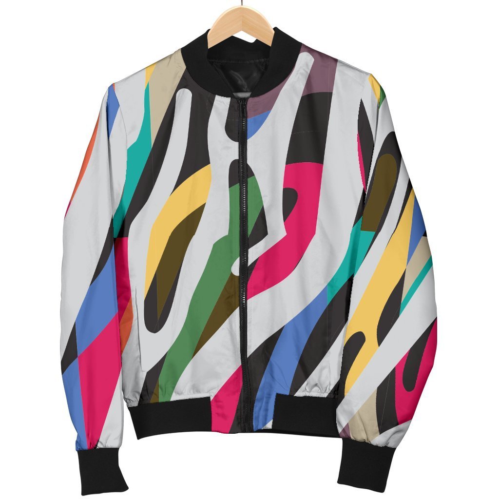 Colorful Zebra Pattern Print Men's Bomber Jacket