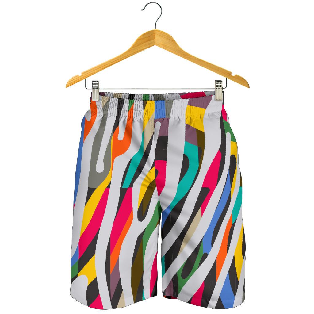 Colorful Zebra Pattern Print Men's Shorts