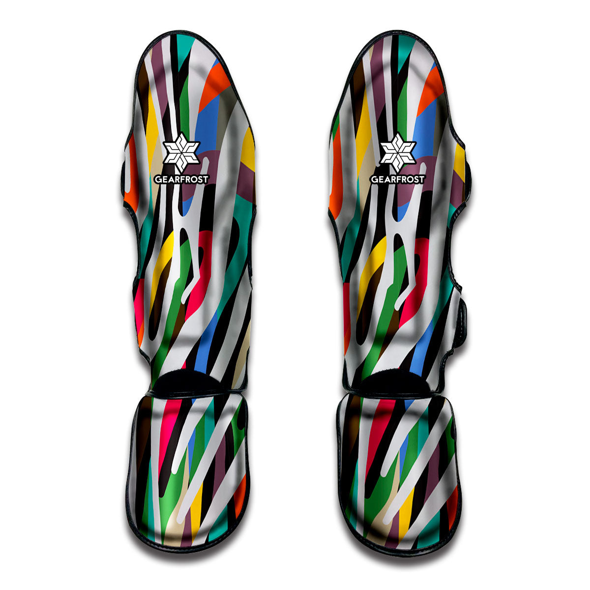 Colorful Zebra Pattern Print Muay Thai Shin Guards