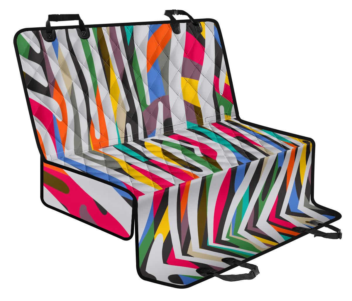 Colorful Zebra Pattern Print Pet Car Back Seat Cover