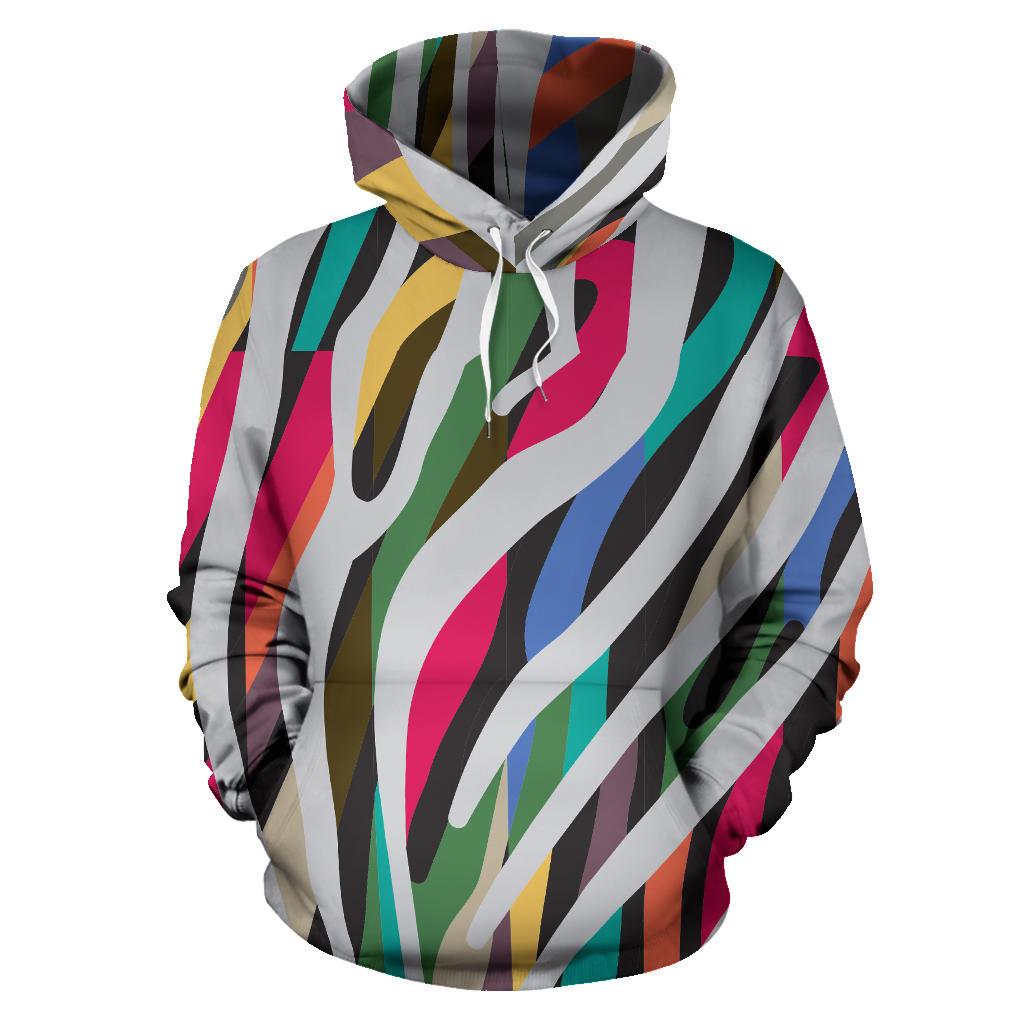 Colorful Zebra Pattern Print Pullover Hoodie