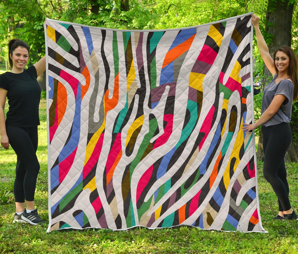 Colorful Zebra Pattern Print Quilt