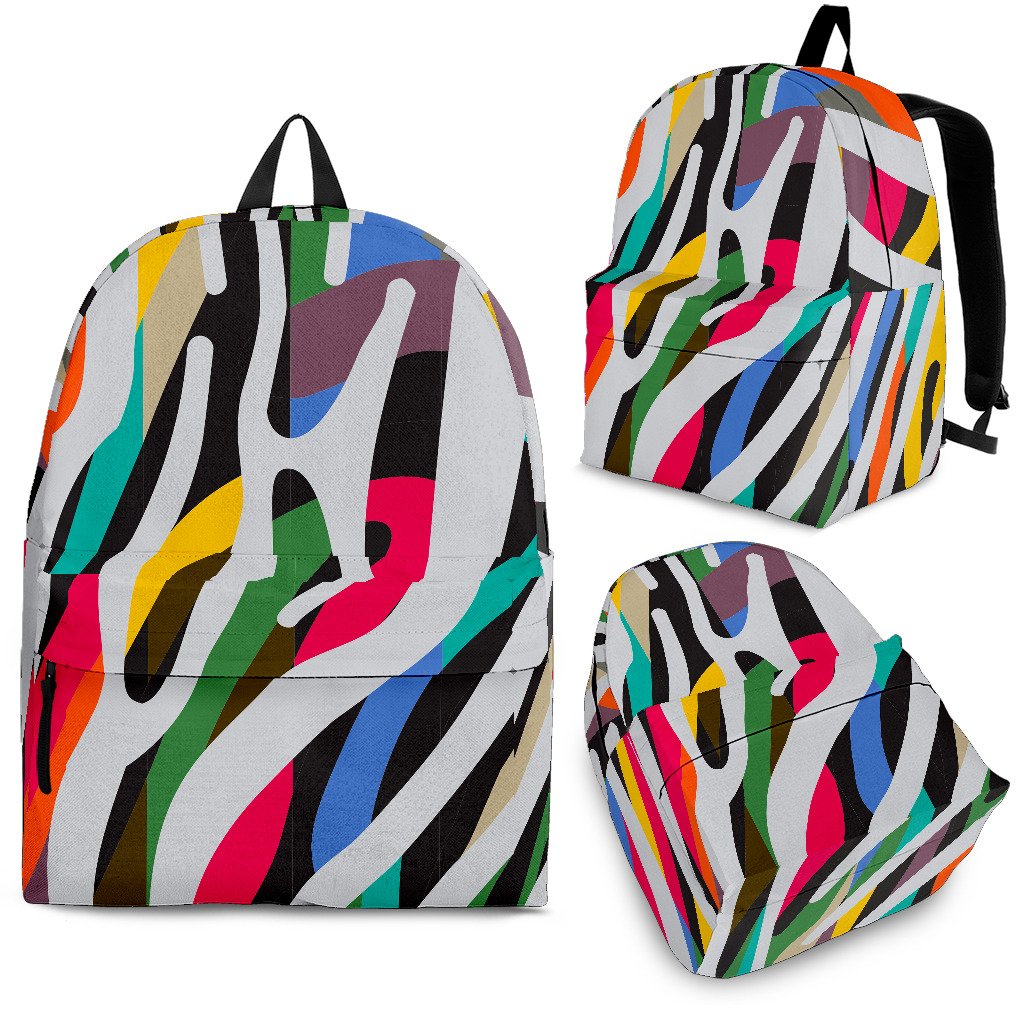 Colorful Zebra Pattern Print School Backpack