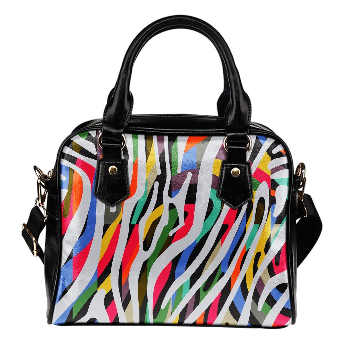 Colorful Zebra Pattern Print Shoulder Handbag