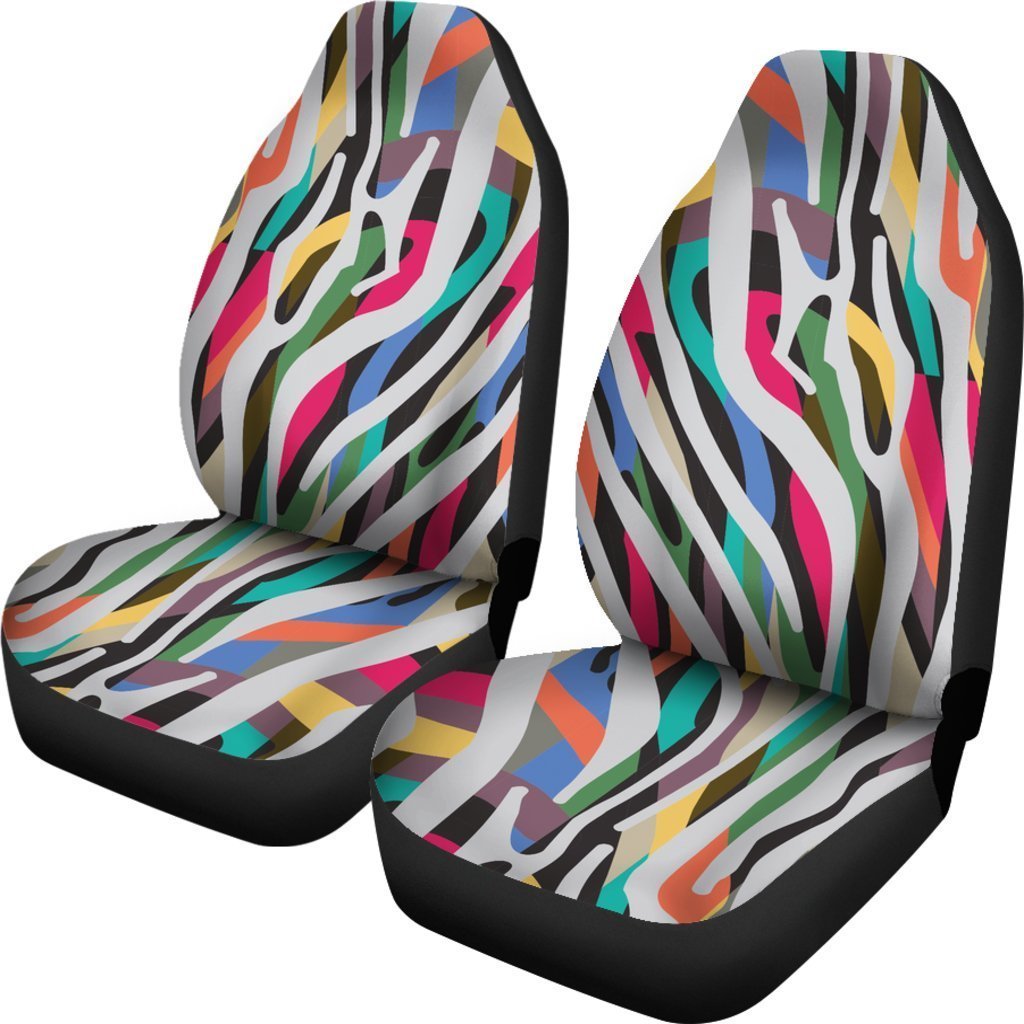 Colorful Zebra Pattern Print Universal Fit Car Seat Covers