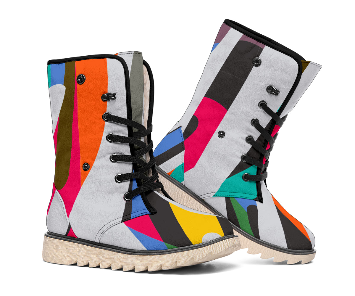 Colorful Zebra Pattern Print Winter Boots