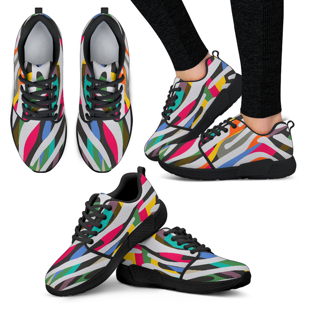 Colorful Zebra Pattern Print Women's Athletic Shoes