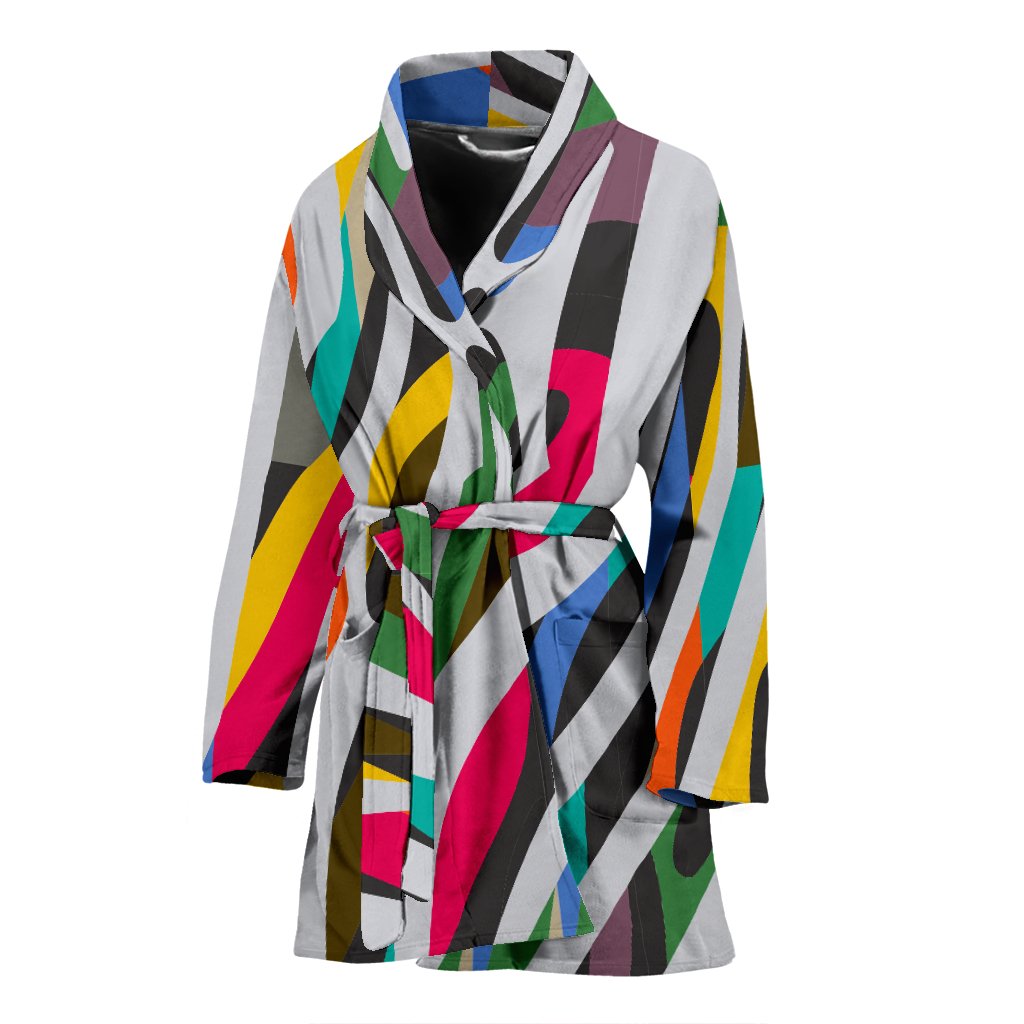 Colorful Zebra Pattern Print Women's Bathrobe