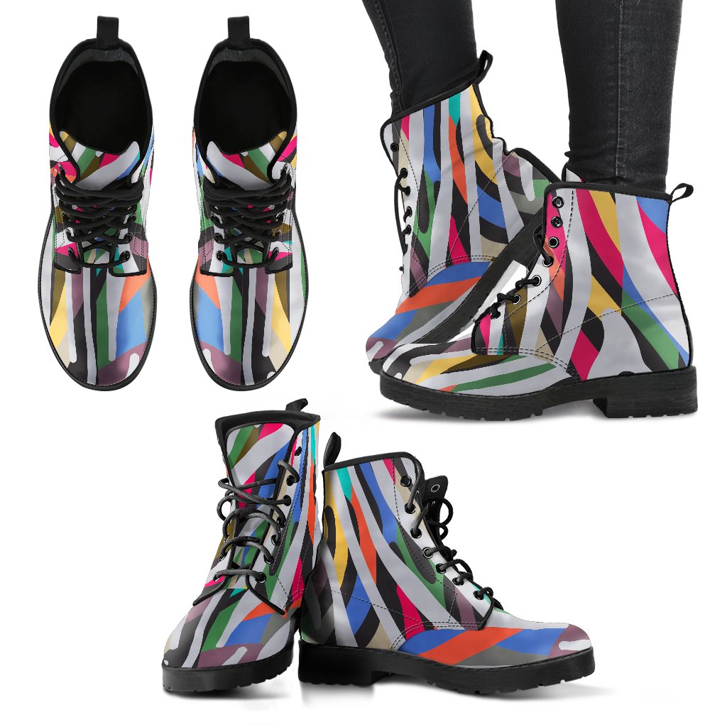 Colorful Zebra Pattern Print Women's Boots