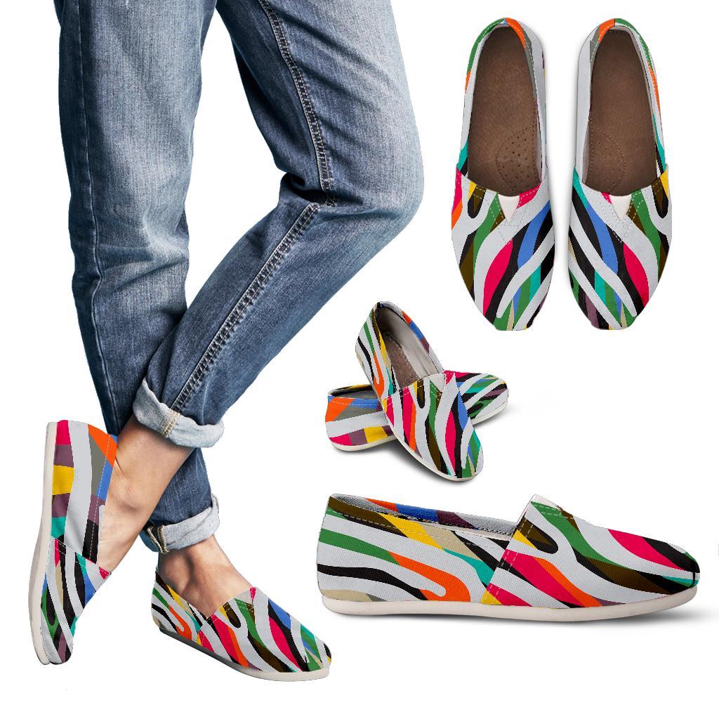 Colorful Zebra Pattern Print Women's Casual Canvas Shoes