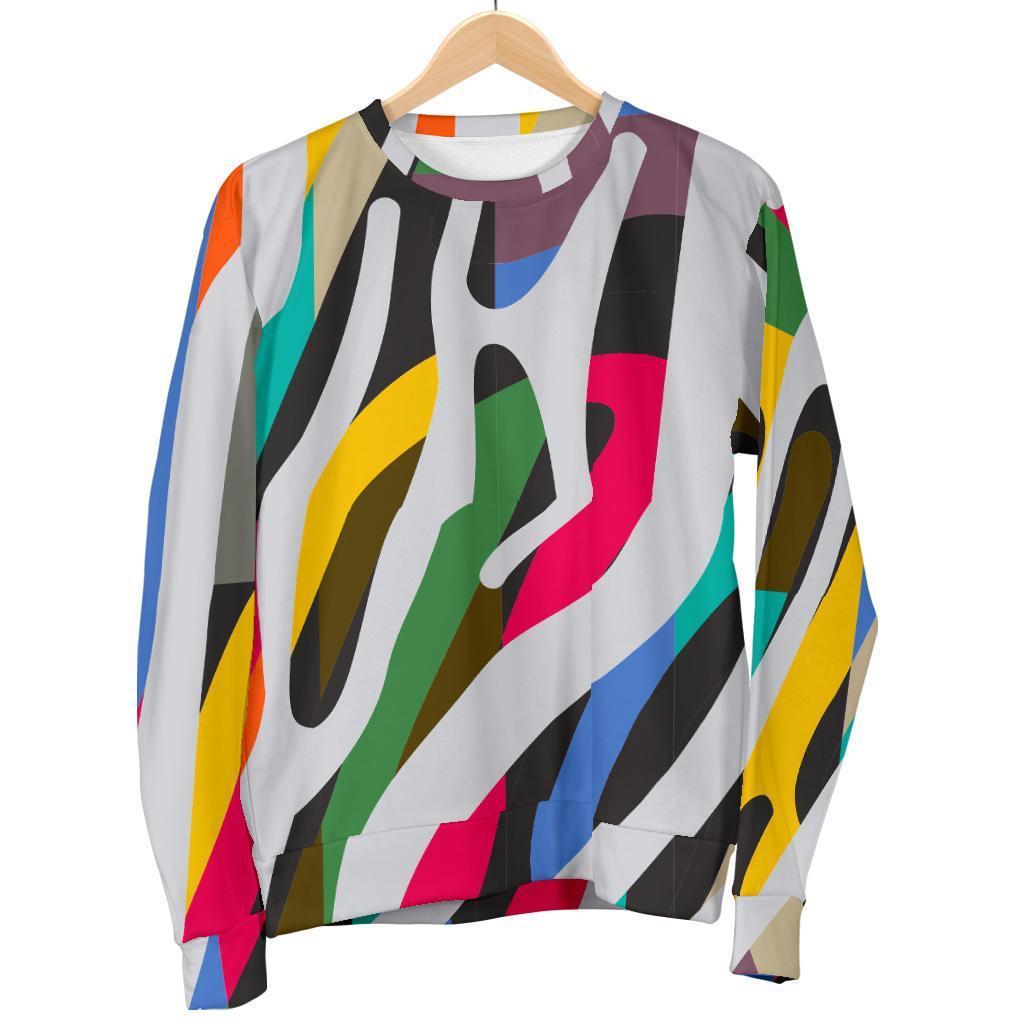 Colorful Zebra Pattern Print Women's Crewneck Sweatshirt