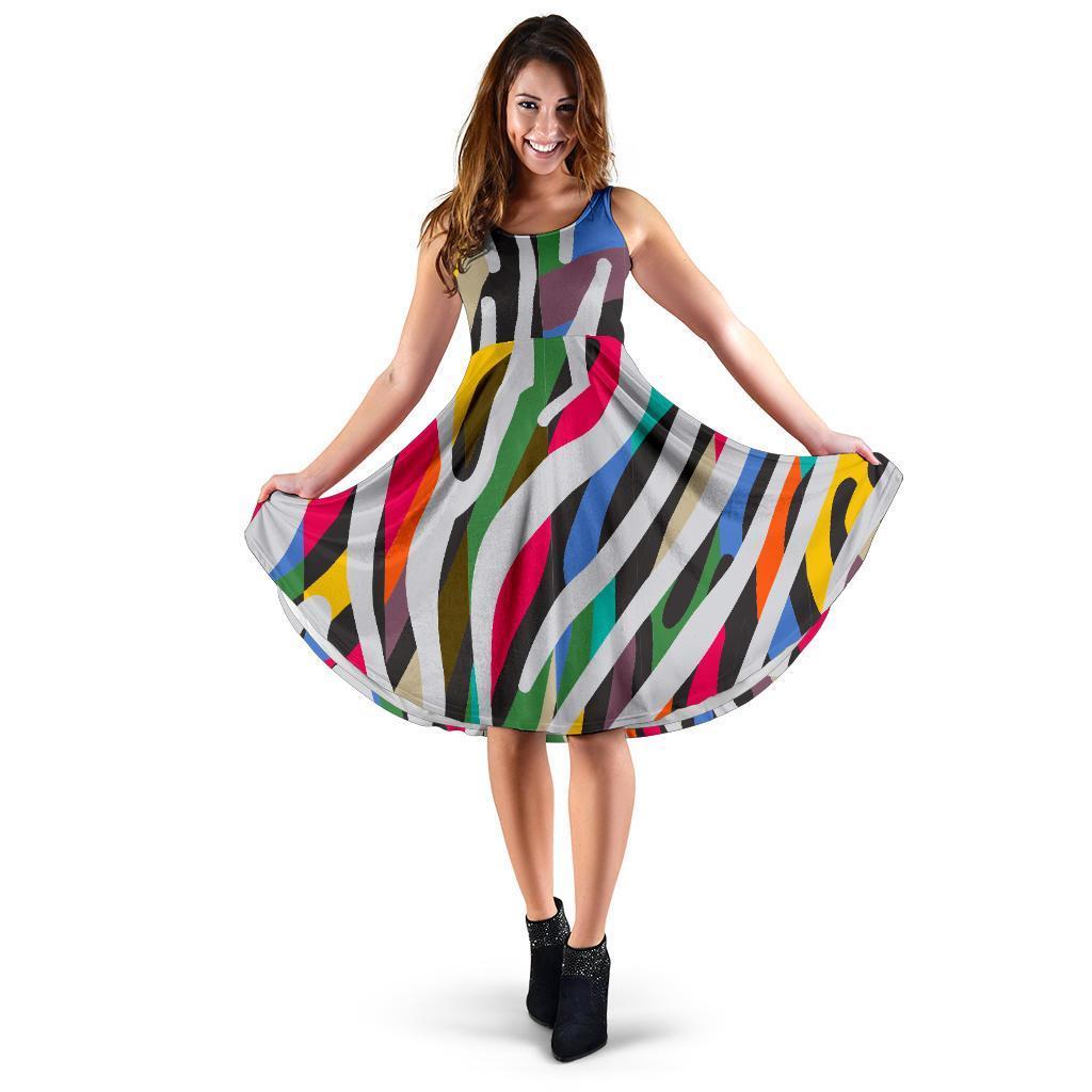 Colorful Zebra Pattern Print Women's Dress