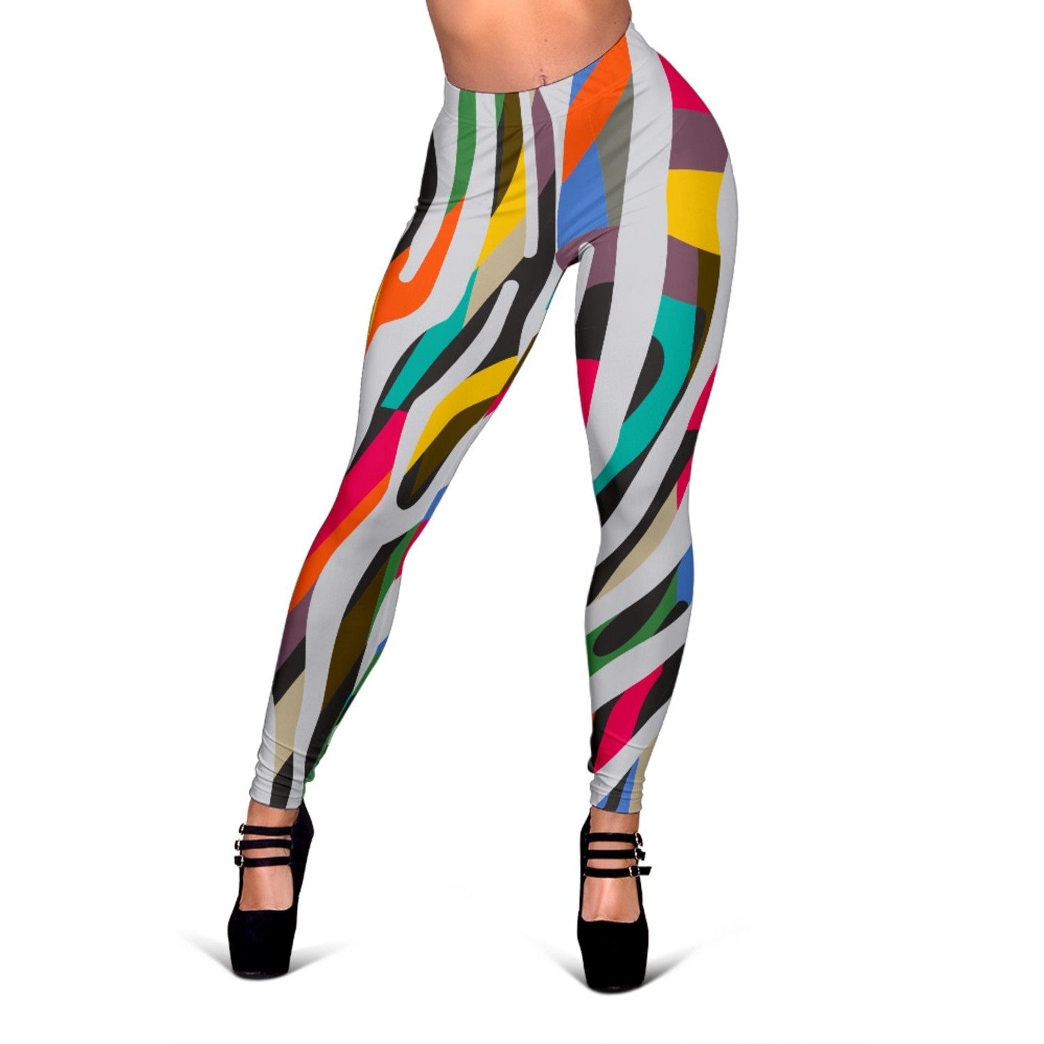 Colorful Zebra Pattern Print Women's Leggings