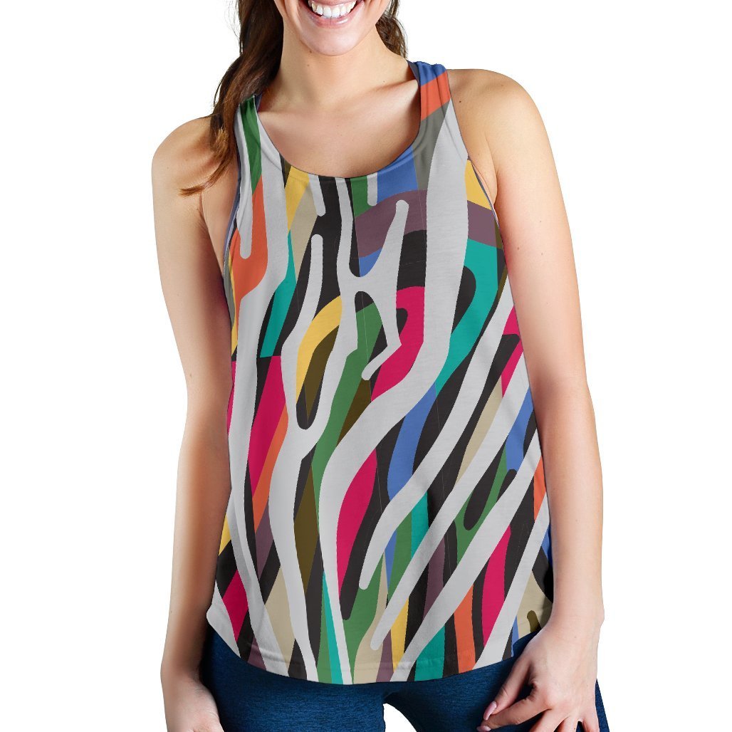 Colorful Zebra Pattern Print Women's Racerback Tank Top