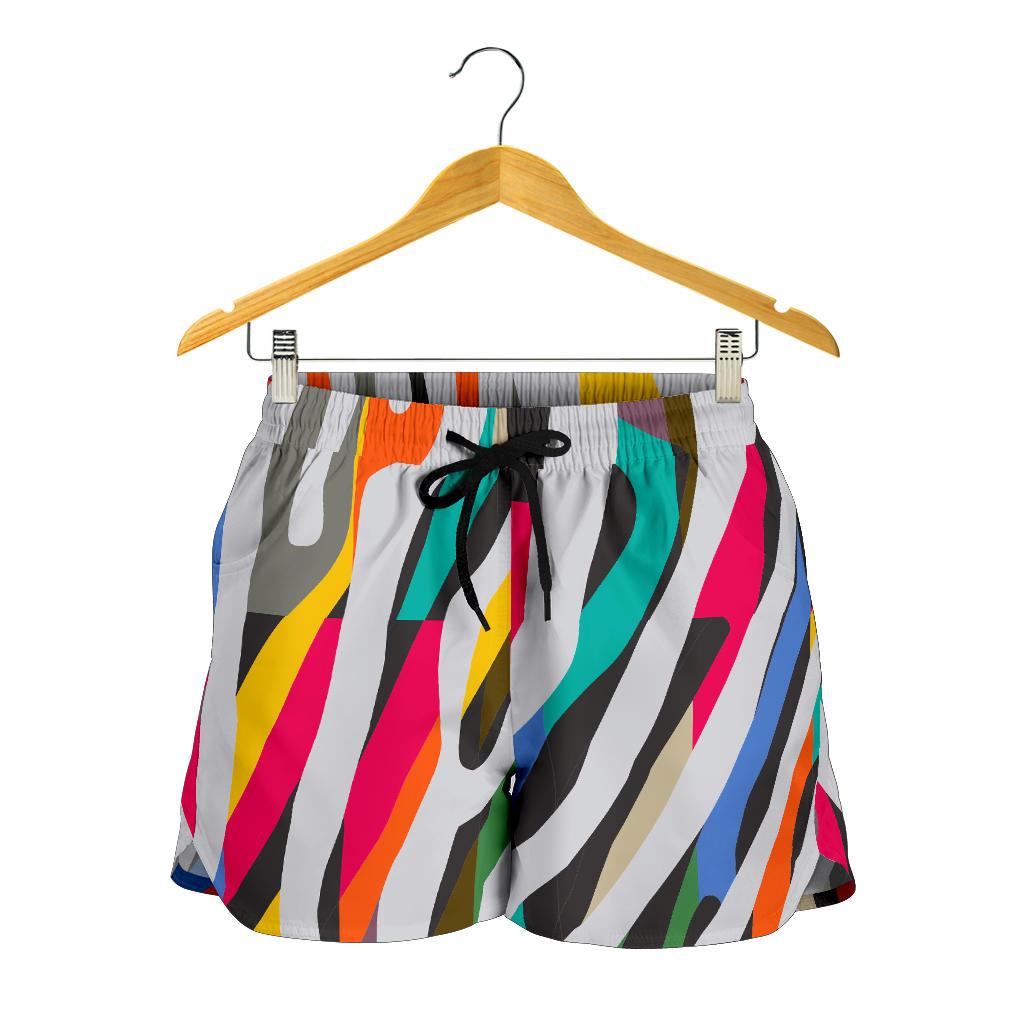 Colorful Zebra Pattern Print Women's Shorts