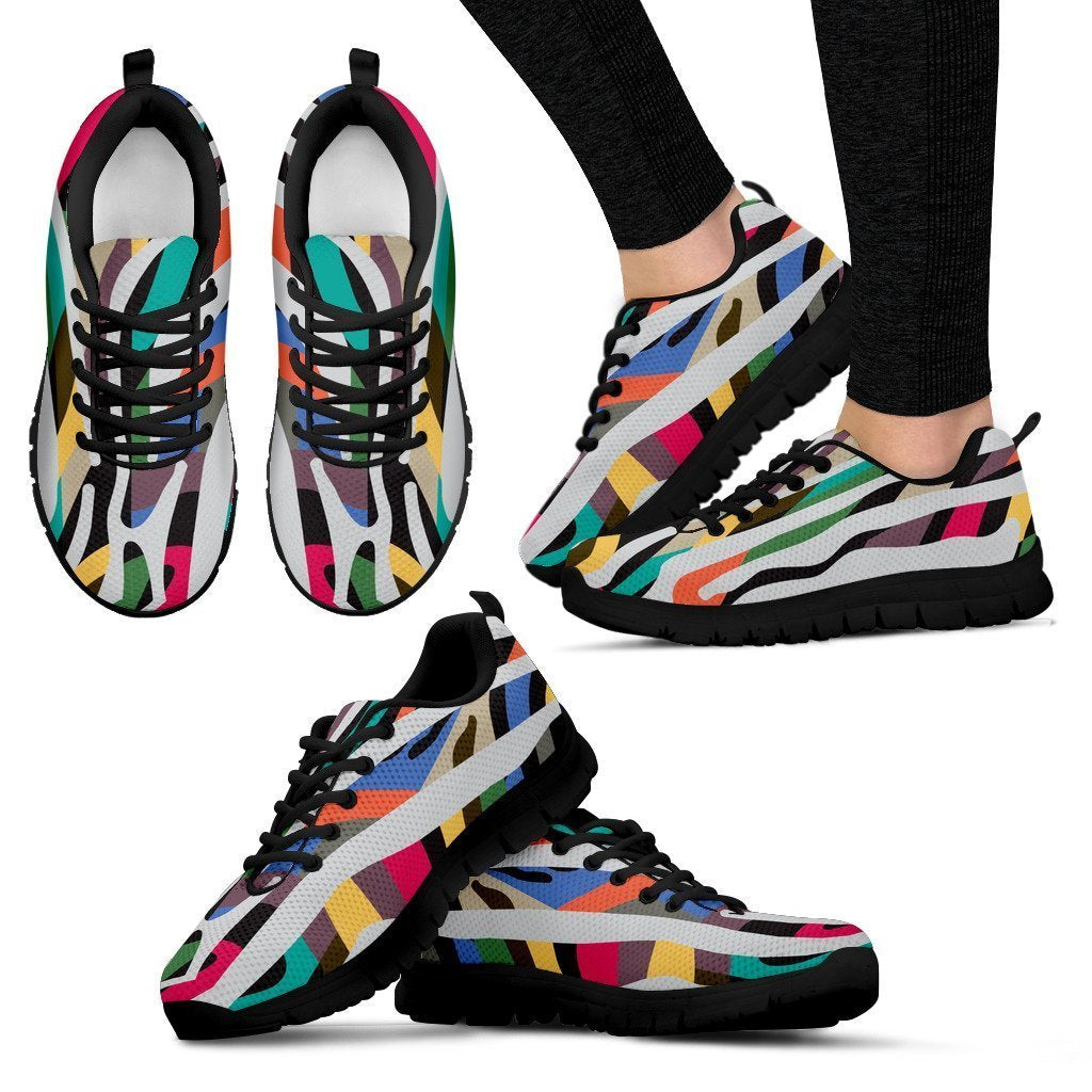 Colorful Zebra Pattern Print Women's Sneakers