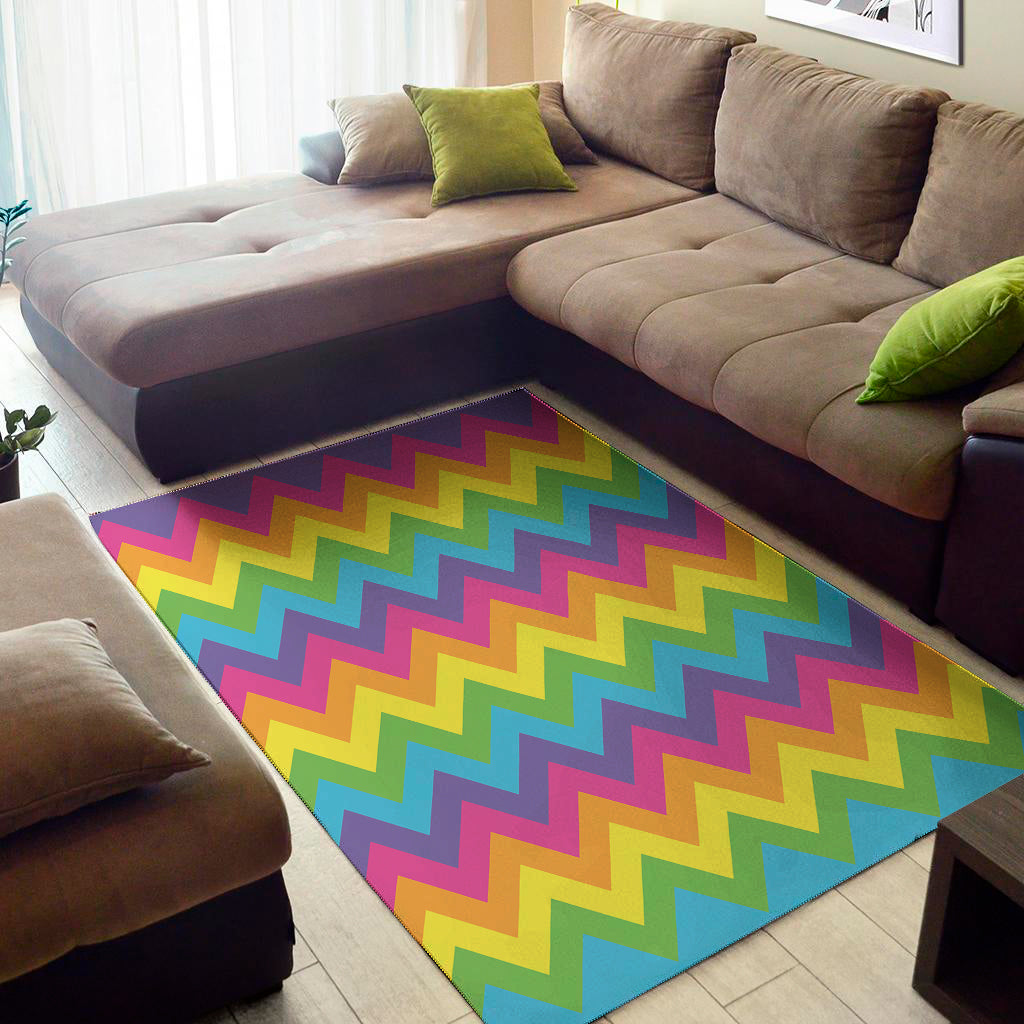 Colorful Zigzag Pattern Print Area Rug