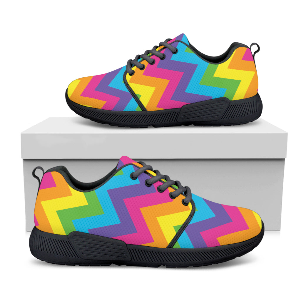 Colorful Zigzag Pattern Print Black Athletic Shoes