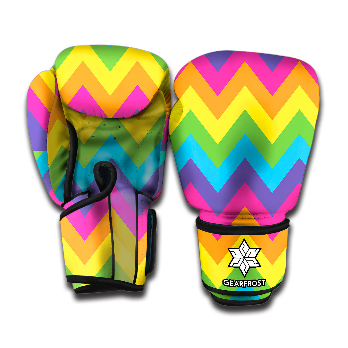 Colorful Zigzag Pattern Print Boxing Gloves