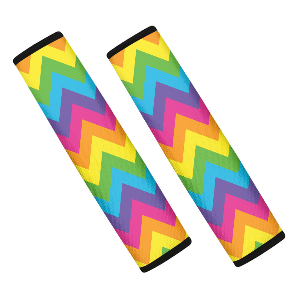 Colorful Zigzag Pattern Print Car Seat Belt Covers