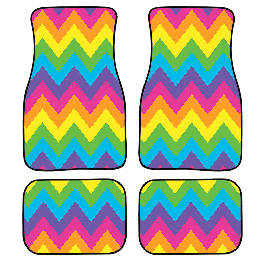 Colorful Zigzag Pattern Print Front and Back Car Floor Mats