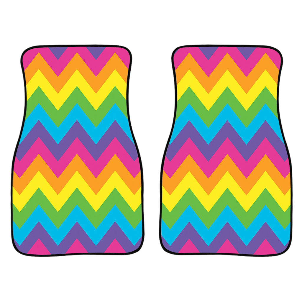 Colorful Zigzag Pattern Print Front Car Floor Mats