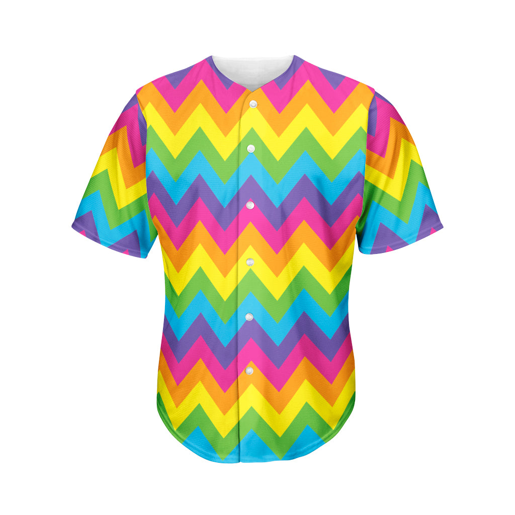 Colorful Zigzag Pattern Print Men's Baseball Jersey