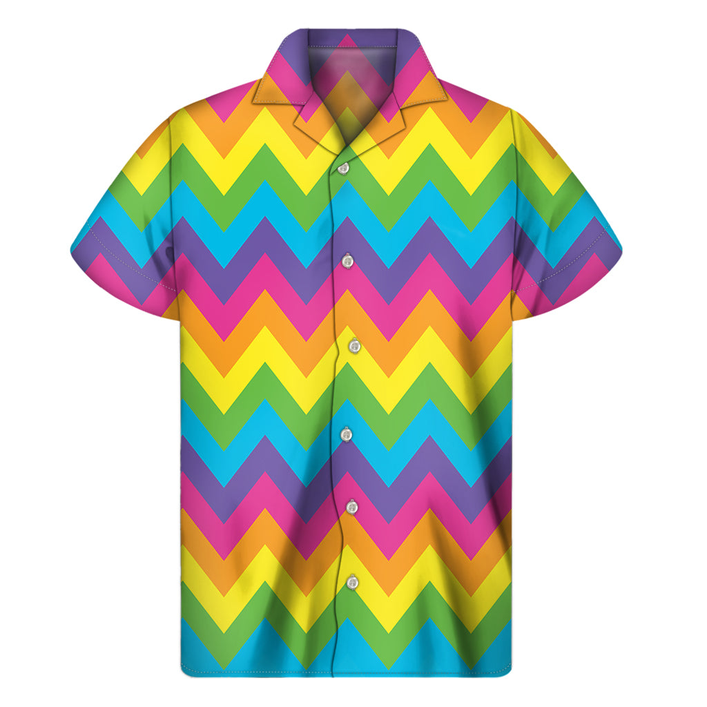 Colorful Zigzag Pattern Print Men's Short Sleeve Shirt