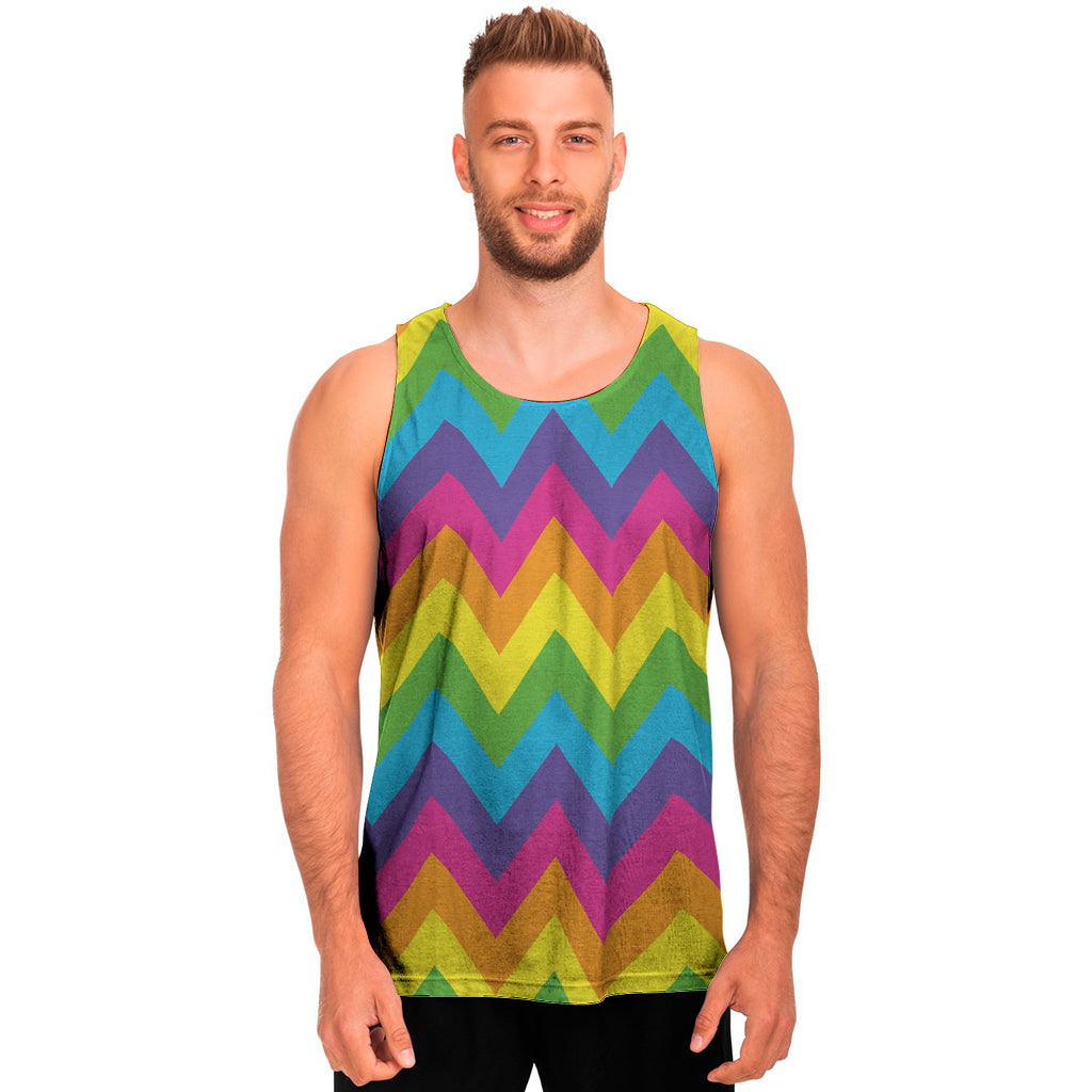 Colorful Zigzag Pattern Print Men's Tank Top