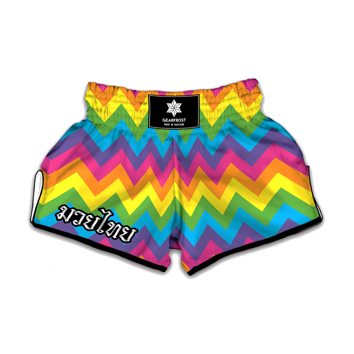 Colorful Zigzag Pattern Print Muay Thai Boxing Shorts