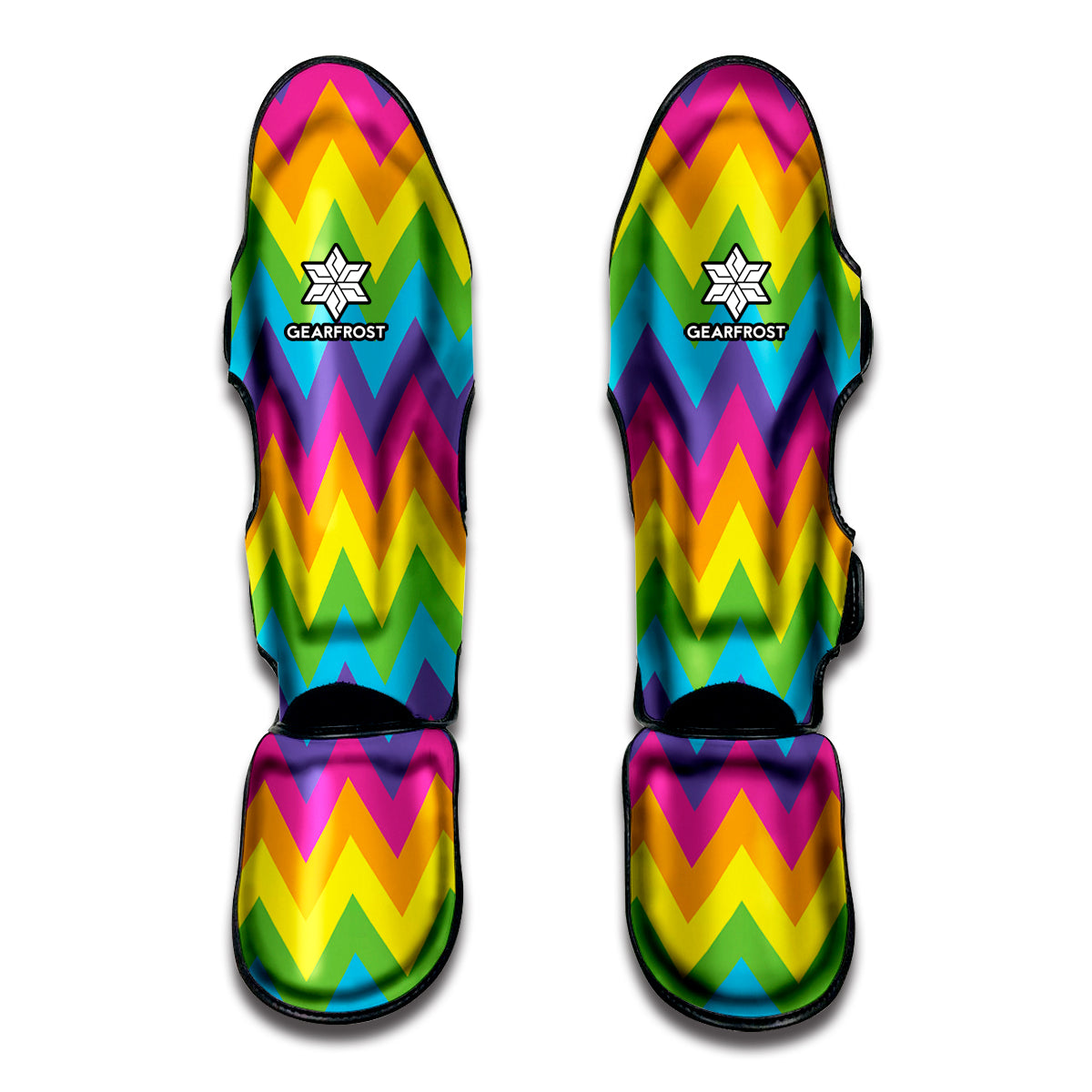 Colorful Zigzag Pattern Print Muay Thai Shin Guards