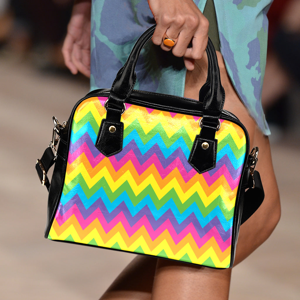 Colorful Zigzag Pattern Print Shoulder Handbag